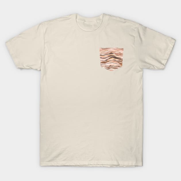 Pocket - Watercolor Mineral Layers Terracota T-Shirt by ninoladesign